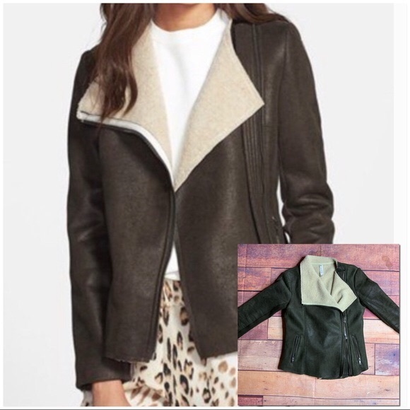 Urban Outfitters Jackets & Blazers - MURAL faux suede shearling moto jacket